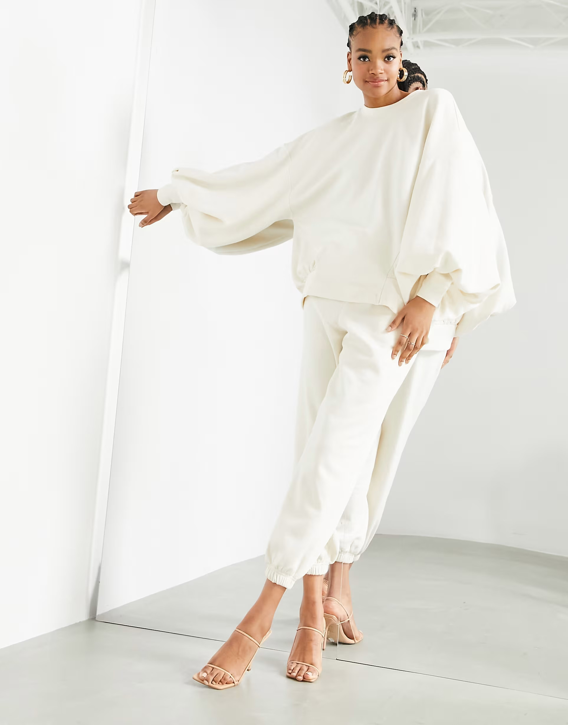 ASOS EDITION cuffed sweatpants in cream | ASOS (Global)