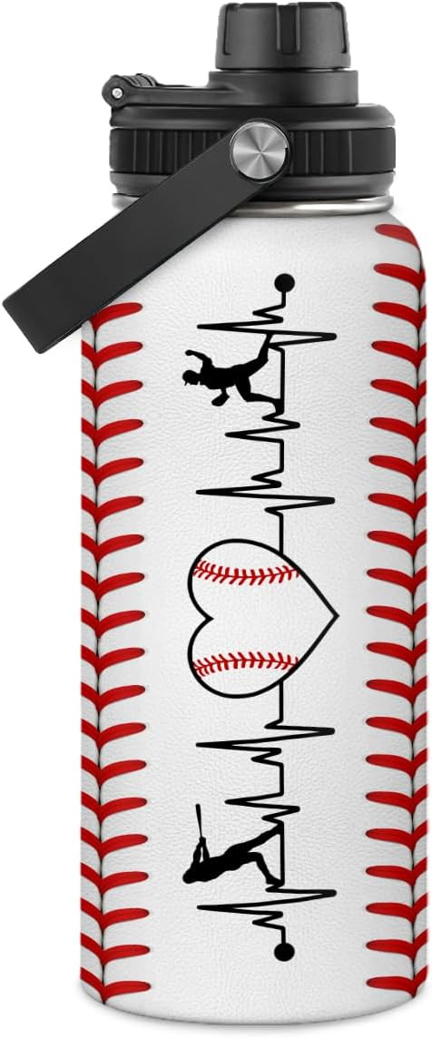 Baseball Water Bottle 32oz Stainless Steel Insulated Bottle for Men, Women, Sports Lovers - Baseb... | Amazon (US)