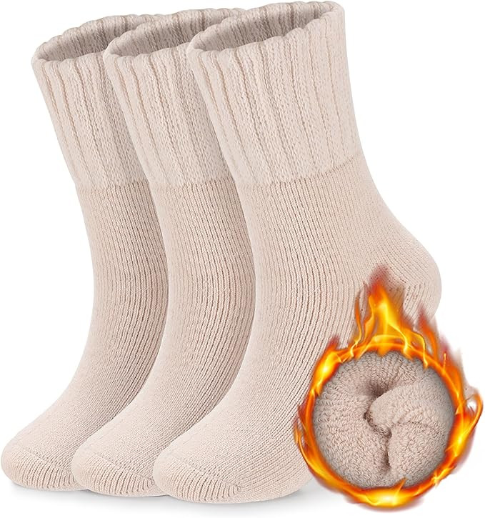 Forwe Boot Socks for Women Thermal Thick Winter Socks Knit Crew Socks Solid Color | Amazon (US)