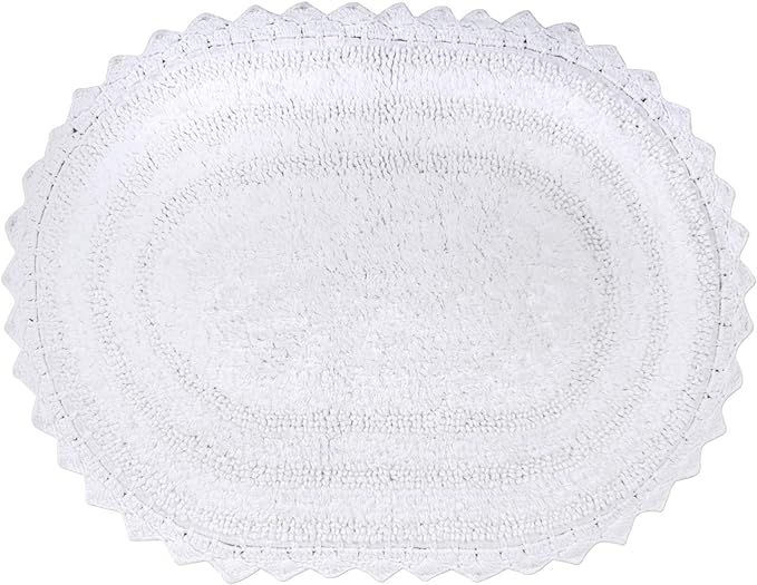 DII Crochet Collection Reversible Bath Mat, Small Oval, 17x24, White | Amazon (US)