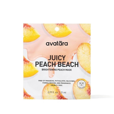 Avatara Peach Beach Brightening Mask - 0.71 fl oz: Paraben-Free, Combination Skin, Sheet Mask, Face Application | Target