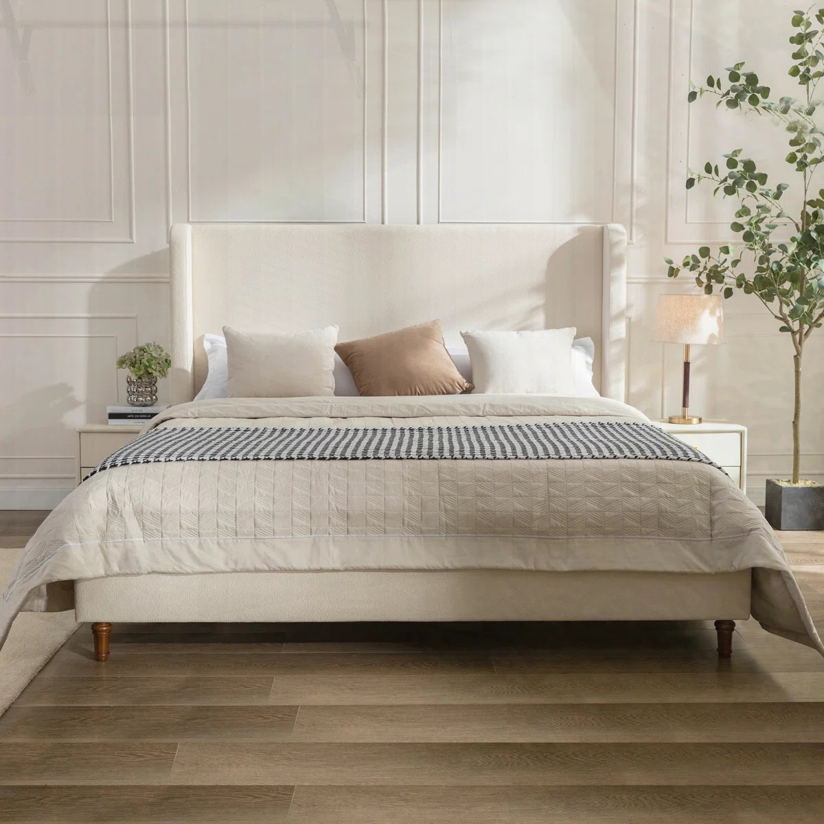 Mozter Upholstered Wingback Platform Bed | Wayfair North America