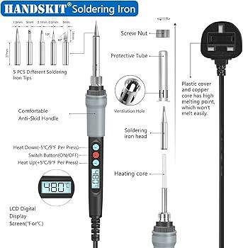 Soldering Iron Kit, 90W Adjustable Temperature Soldering-Iron Gun Kit Welding Tool with 5 Solderi... | Amazon (UK)