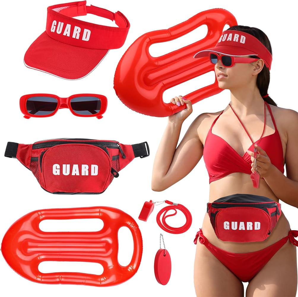 6 Pcs Guard Costume Set Includes Guard Hat Fanny Pack First Aid Zipper Pouch Inflatable Float Pro... | Amazon (US)