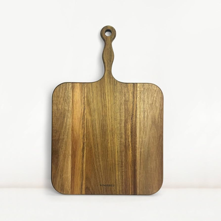 Acacia Wood Cutting Board with Long Handle, Wooden Charcuterie Board Paddle, Wooden Chopping Boar... | Amazon (US)