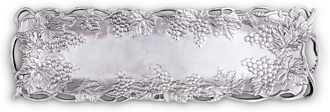 Arthur Court Metal Oblong Serving Tray Grape Pattern Sand Casted in Aluminum with Artisan Quality Hand Polished Designs Tarnish Free 19 inch x 5.5 inch | Amazon (US)