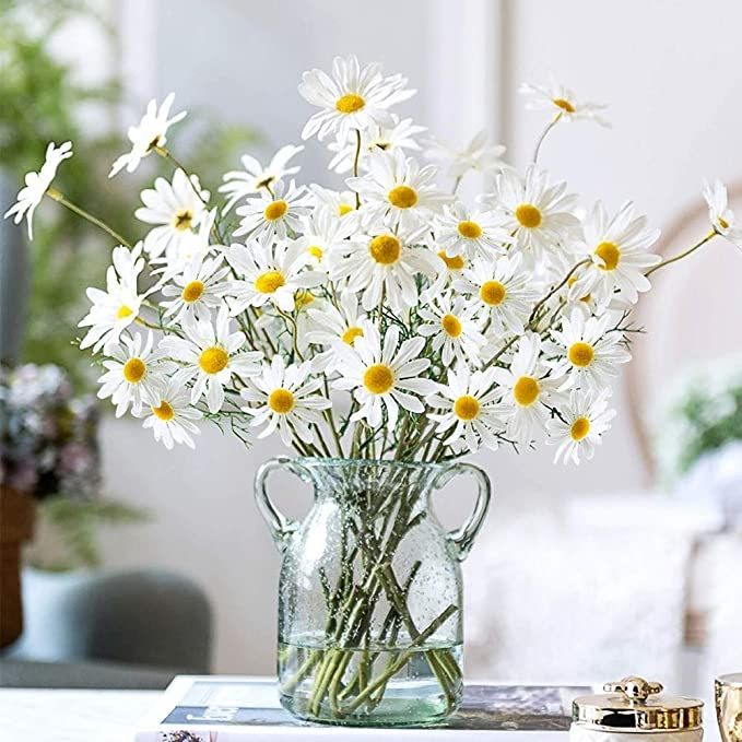 Amazon.com: AmyHomie Artificial Flowers,10 pcs Silk Daisy, Artificial Gerber Daisy for Home Decor... | Amazon (US)