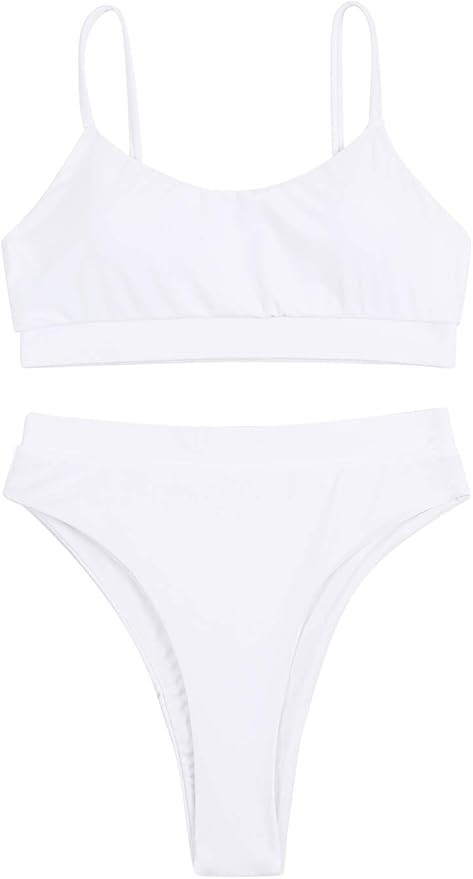 Pink Queen Women's Push Up Pad High Cut High Waisted Cheeky Two Piece Swimsuit | Amazon (US)