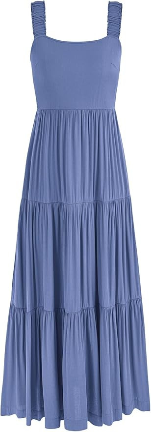 PRETTYGARDEN Women's 2025 Sun Dresses Women Summer Casual Flowy Tired Maxi Dress Backless Beach L... | Amazon (US)