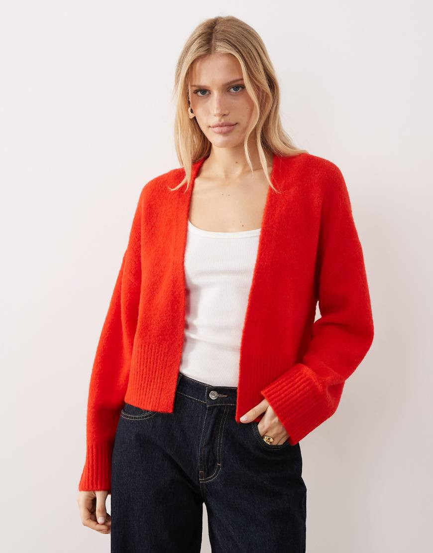 ASOS DESIGN edge-to-edge cardigan in red | ASOS (Global)
