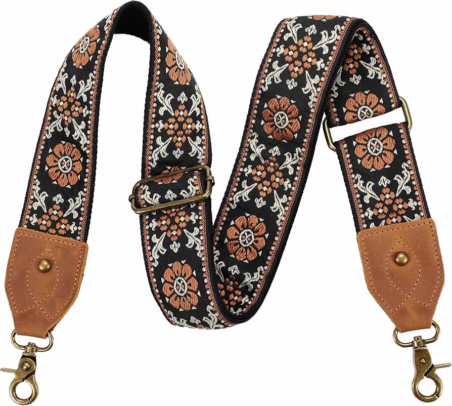 Amazon.com: Purse Strap, 2"Cowhide Head Wide Shoulder Strap Adjustable Replacement,Retro Jacquard... | Amazon (US)