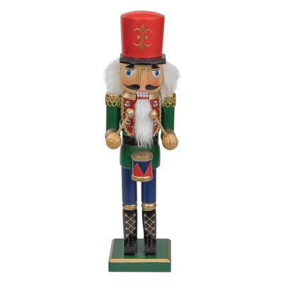 Northlight 14" Green and Red Traditional Standing Drummer Christmas Nutcracker | Target