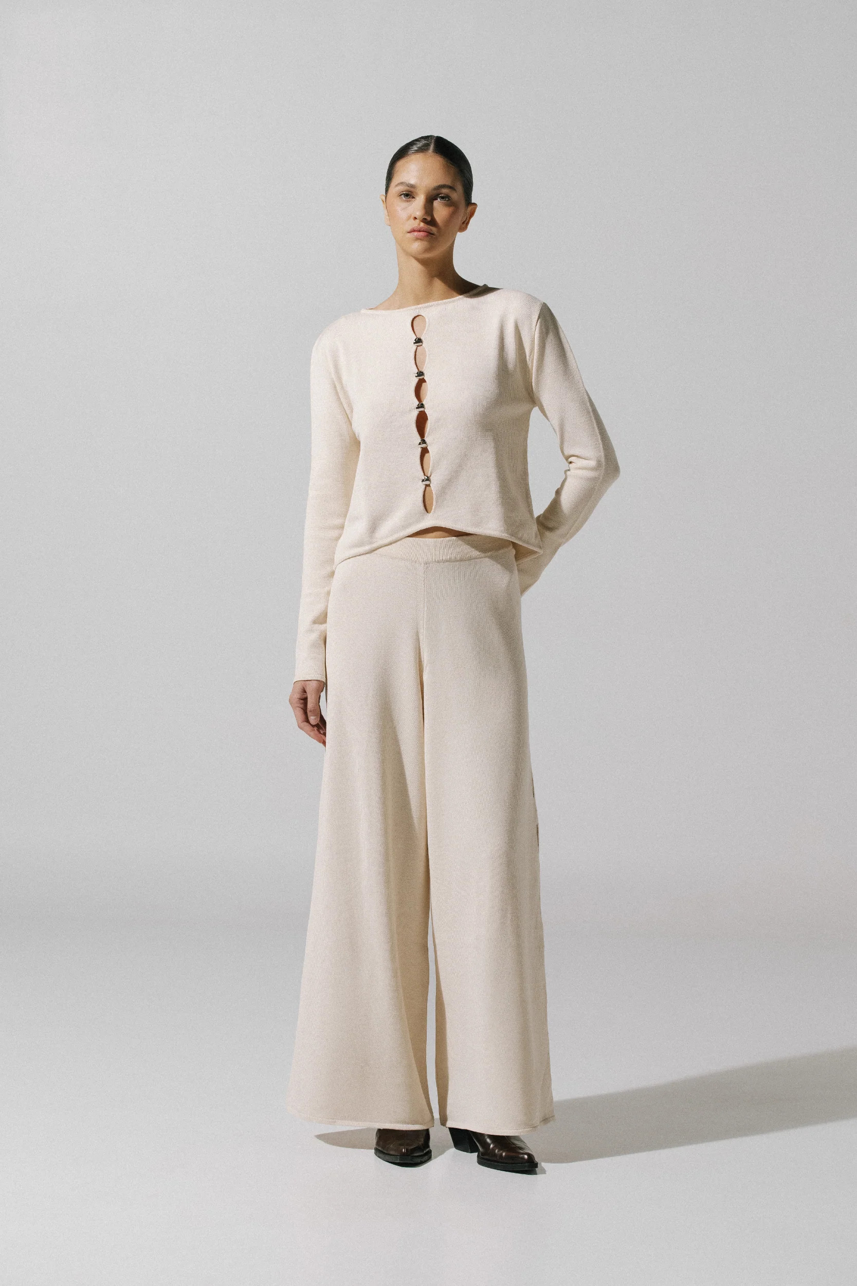 Kyoto Pants White in Knit Fabric - Fall Winter 25 | BAOBAB INT