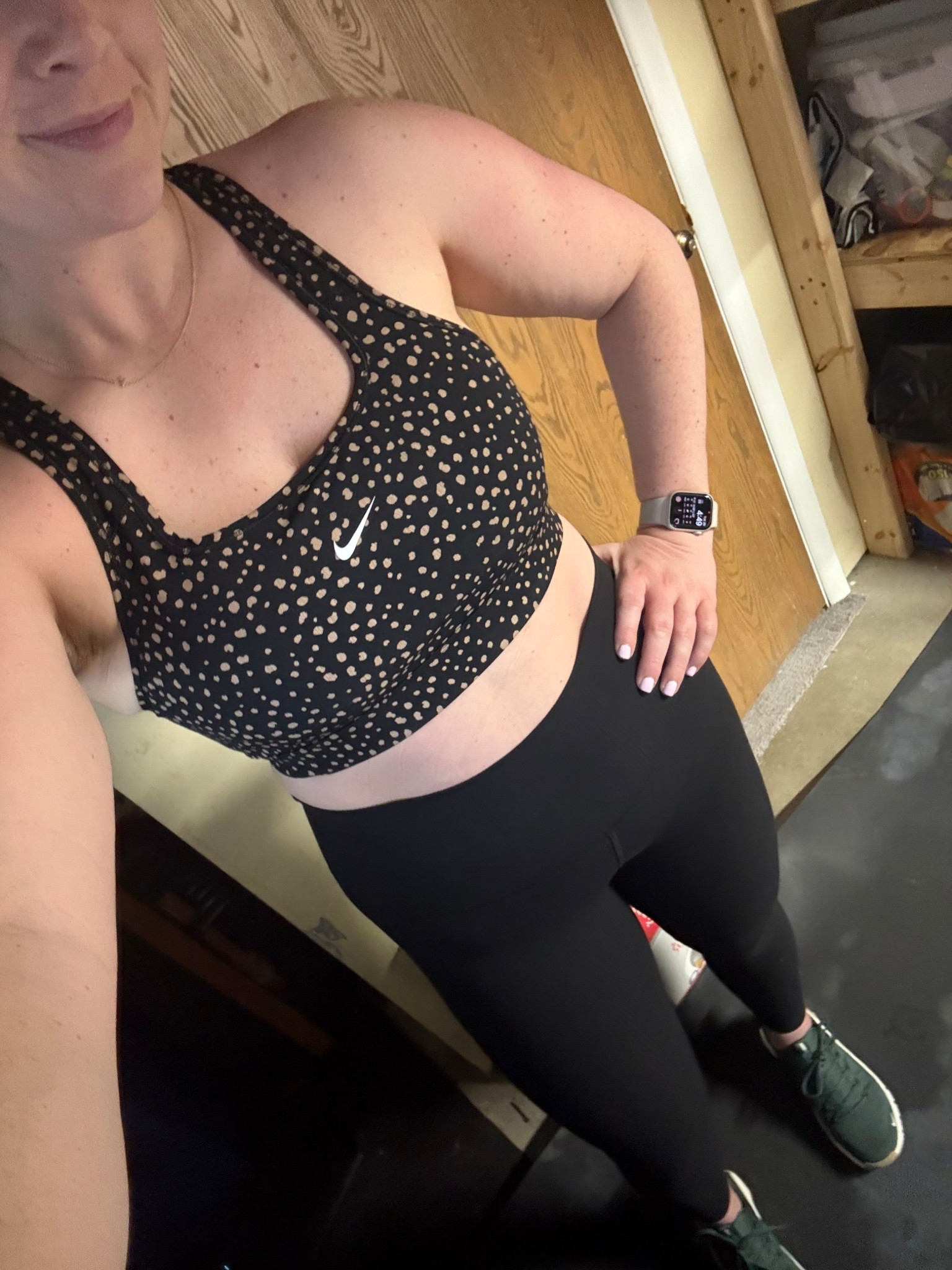 tuesday morning workout outfit. 
nike sports bra, sports bra 
ribbed leggings, leggings, lululemon align leggings, align leggings
metcon nikes, green nike shoes, nike shoes 

#LTKMidsize #LTKShoeCrush #LTKActive