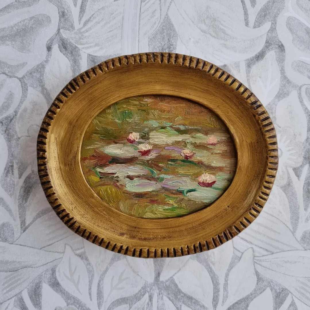 Framed Waterlilies Oil Painting: Impressionist Floral Landscape | Etsy (US)