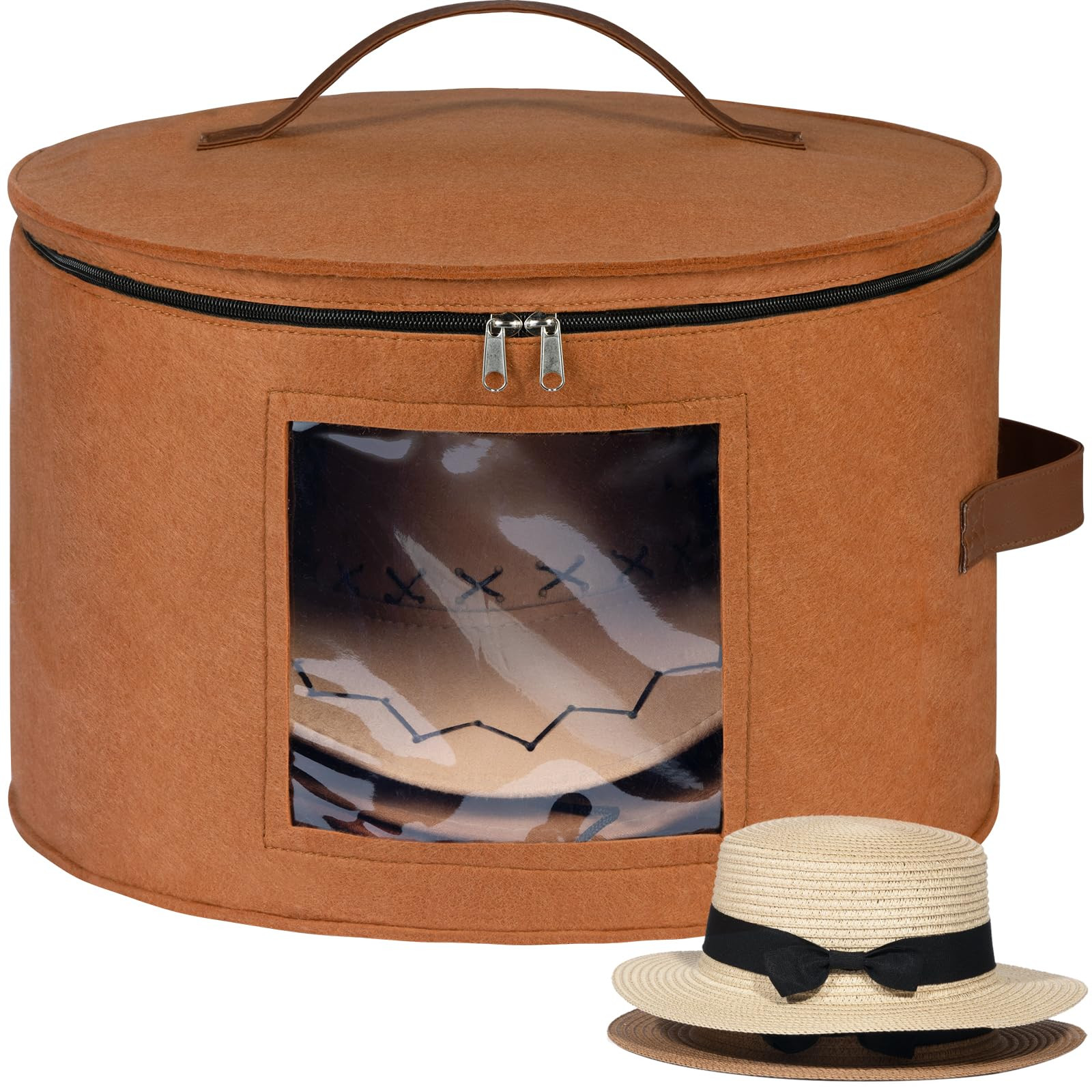 Lifewit Round Felt Hat Box, Stackable Bamboo Supports Cowboy Hat Travel Case with Dustproof Lid, ... | Amazon (US)