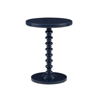 17" Teyla Traditional Round Wood Accent Spindle Table Navy Blue - Powell: Sturdy Pedestal Base, MDF Surface | Target