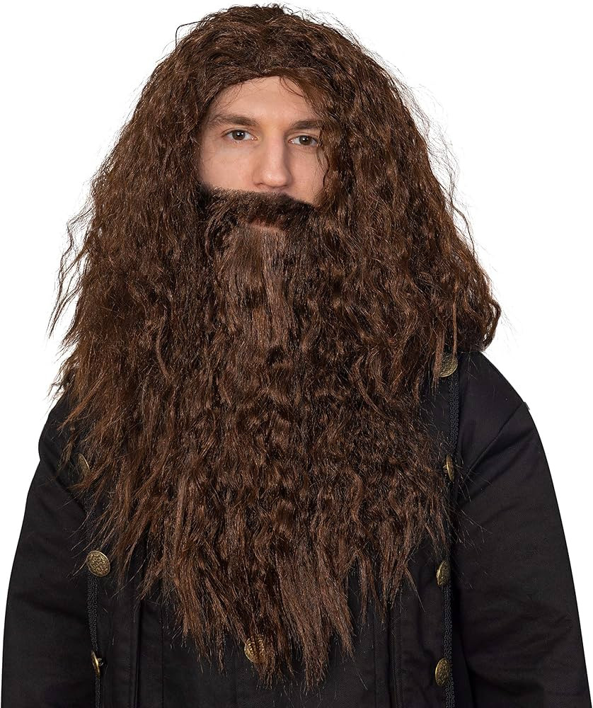 Skeleteen Brown Wig and Beard - Brown Wavy Biblical Costume Accessories Hair Wig and Beard Set for Adults and Kids | Amazon (US)