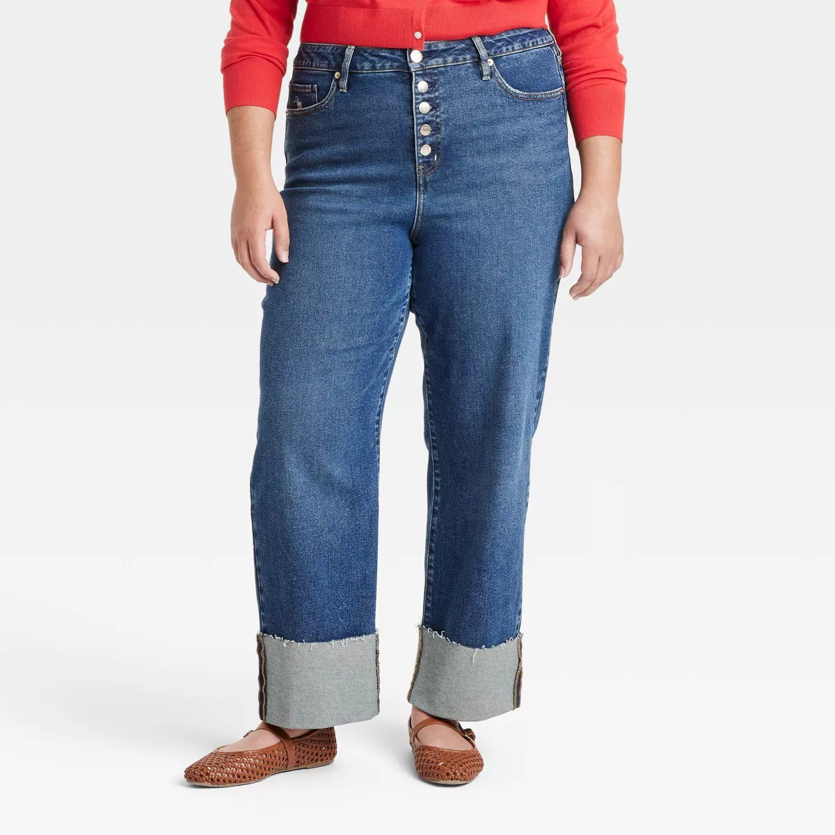 Women's High-Rise Cuffed Straight Jeans - Ava & Viv™ | Target