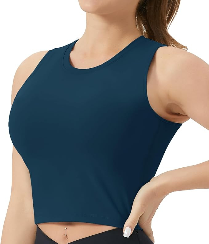 THE GYM PEOPLE Women's Medium Support Sports Bra Removable Padded Sleeveless Workout Crop Tops | Amazon (US)