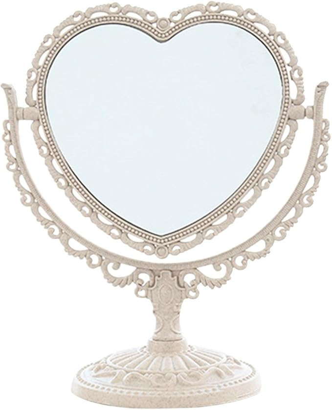 D&X 7-Inch Lovely Heart Mirror 360 Degree Rotation Double Sided Magnifying Makeup Vanity Mirror I... | Amazon (US)