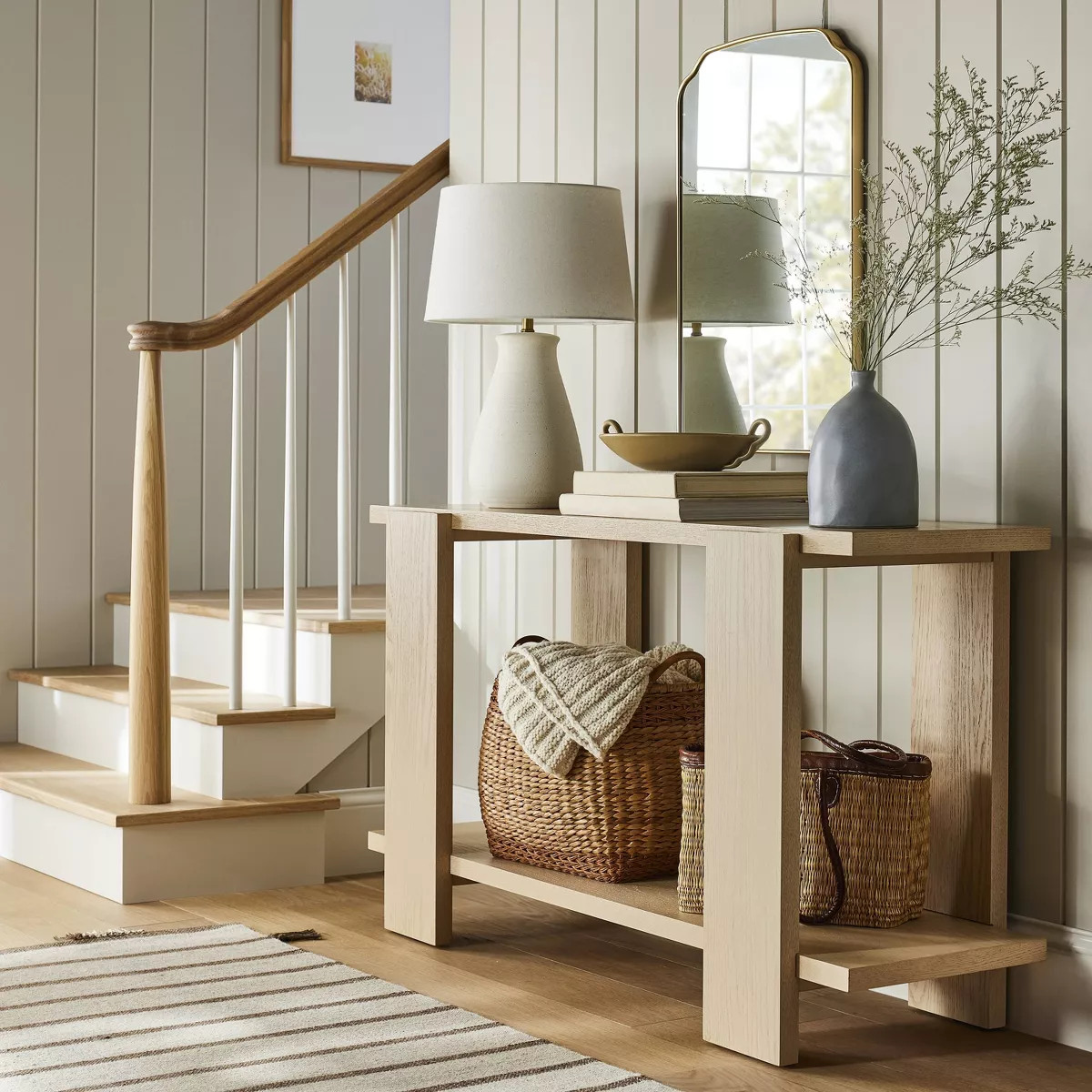 Bleached Oak Console Table Natural Wood - Threshold™ designed with Studio McGee | Target