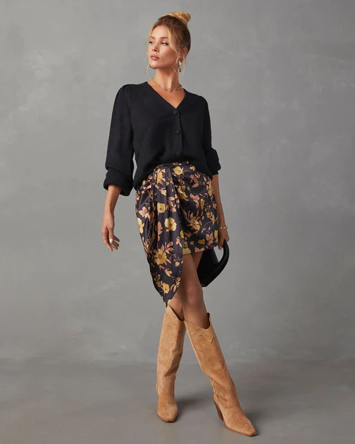 Reedley Button Front Cardigan - Black | VICI