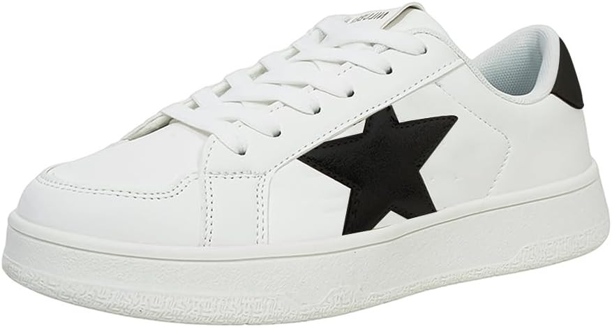 Niluber Star Sneakers for Women Low Top Comfortable Cushioned White Gold Sliver Leopard Platform ... | Amazon (US)