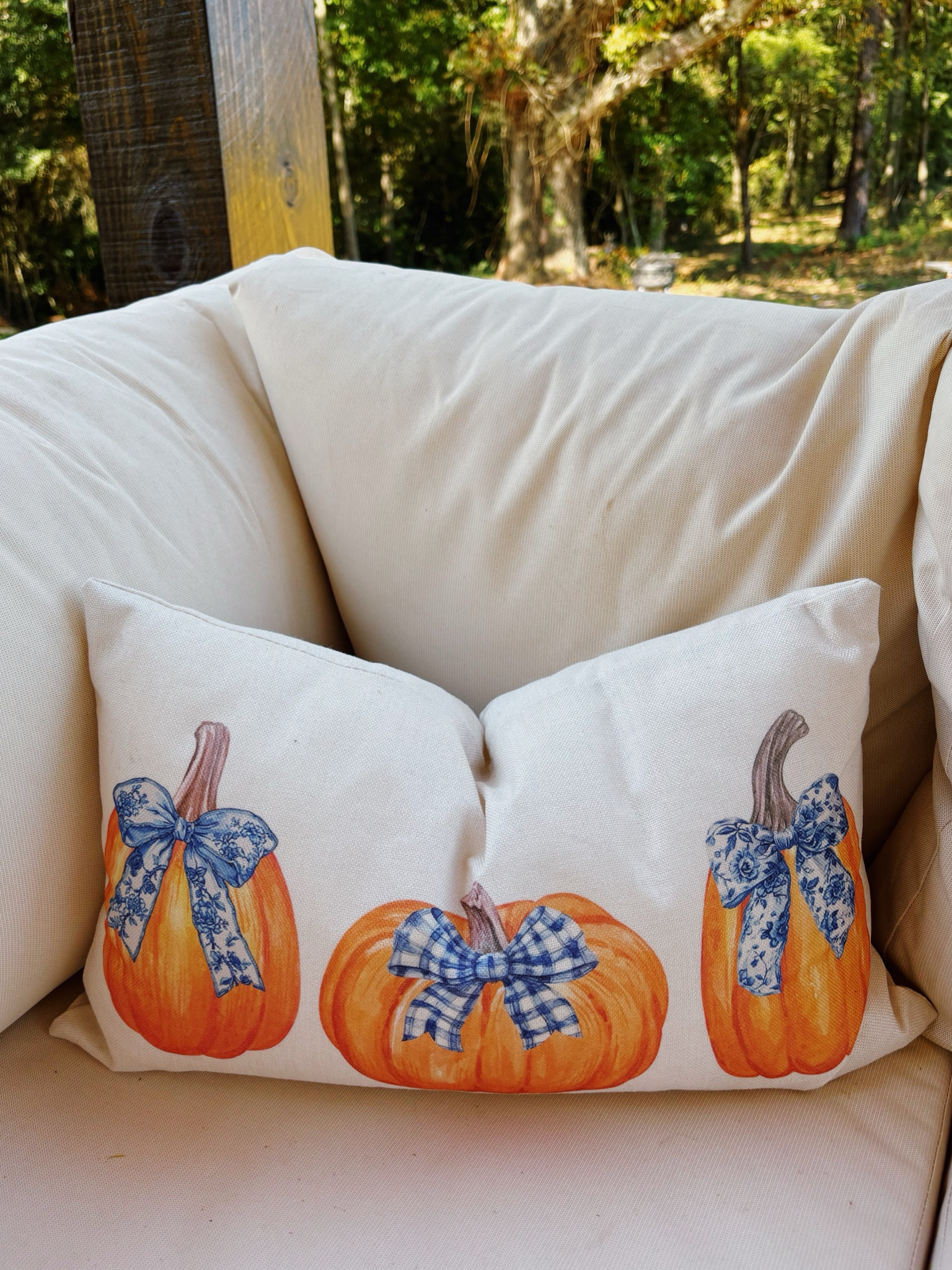 The cutest outdoor pillow cover 🧡💙 currently under $5!!! 

#LTKSeasonal #LTKHome #LTKHoliday