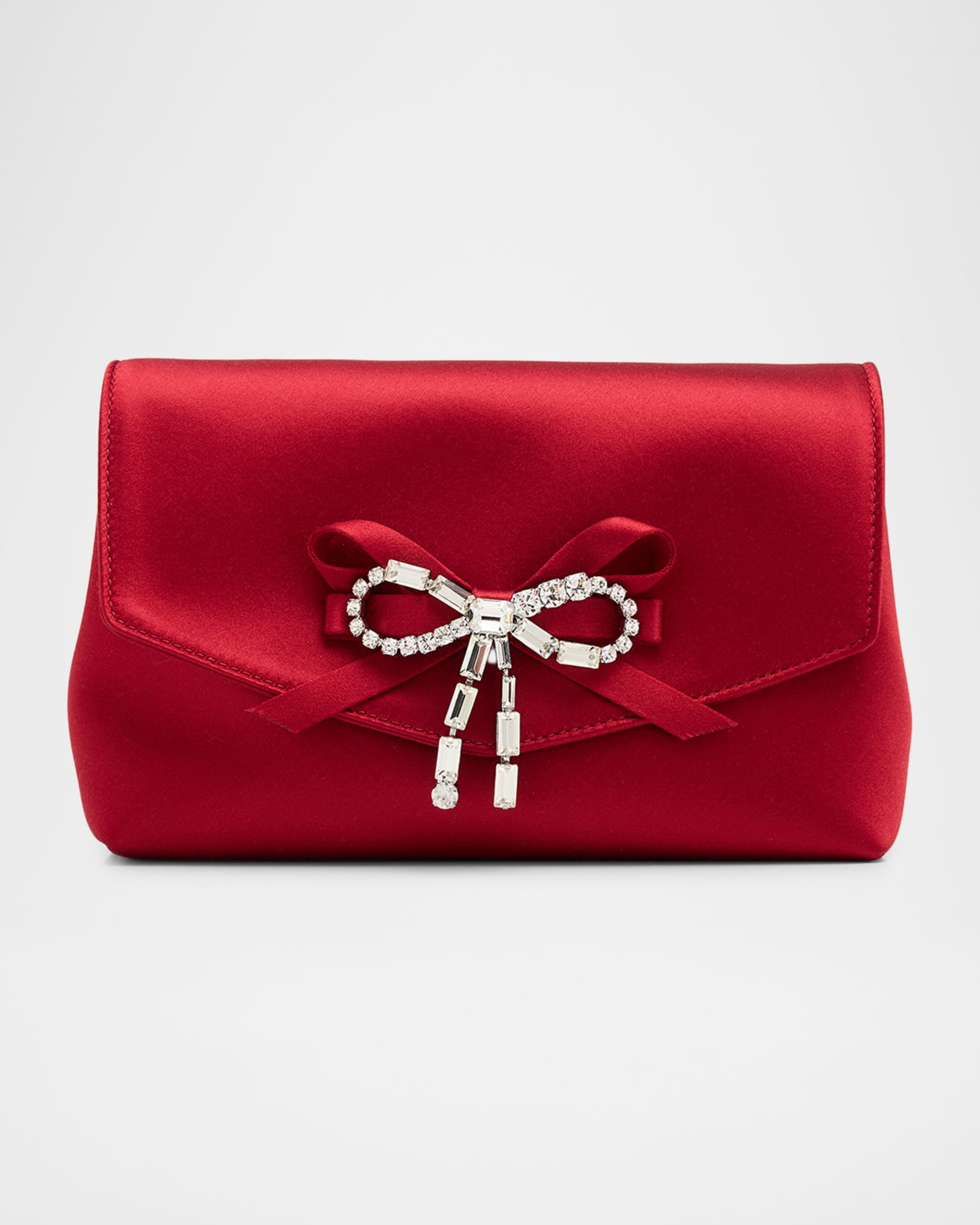 Mini Crystal Bow-Embellished Satin Crossbody Bag | Neiman Marcus