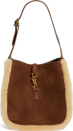 Saint Laurent Small Le 5 à 7 Genuine Shearling Hobo Bag | Nordstrom | Nordstrom