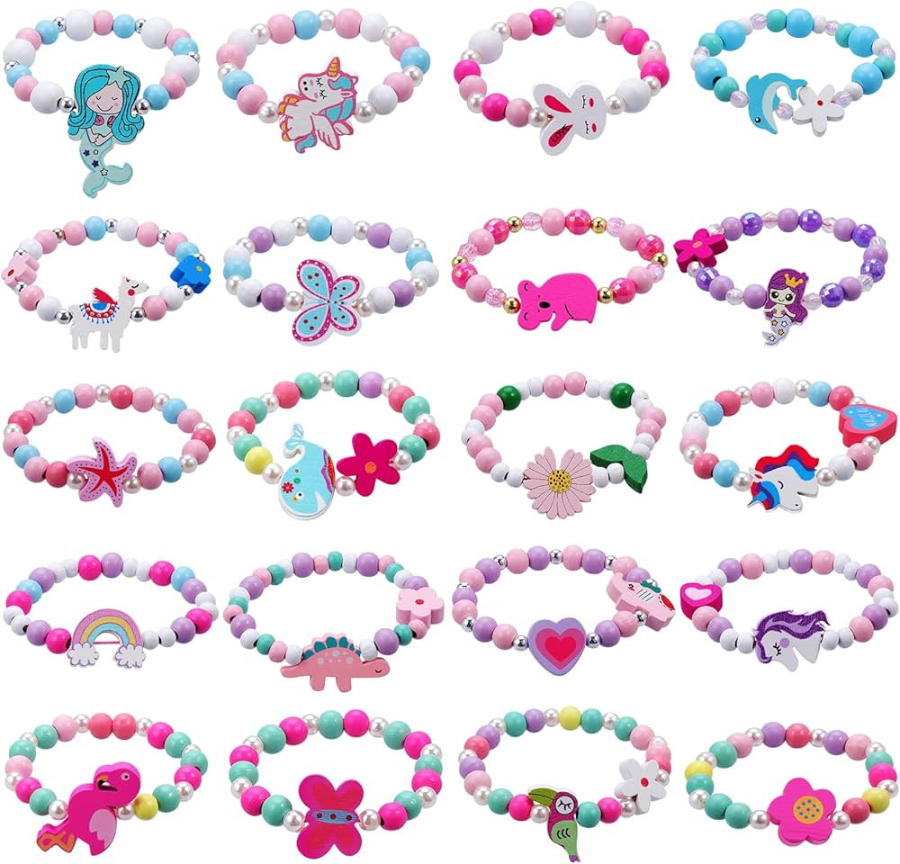 20 Psc Girls Bracelets Kids Party Favors Birthday Goodie Bag Fillers Pinata Stuffers Classroom Pr... | Amazon (US)