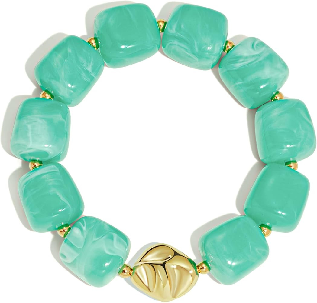 Bead Bracelet for Women Vibrant Color Resin Beads Bracelets Elastic Stretch Chunky Bracelet Boho ... | Amazon (US)