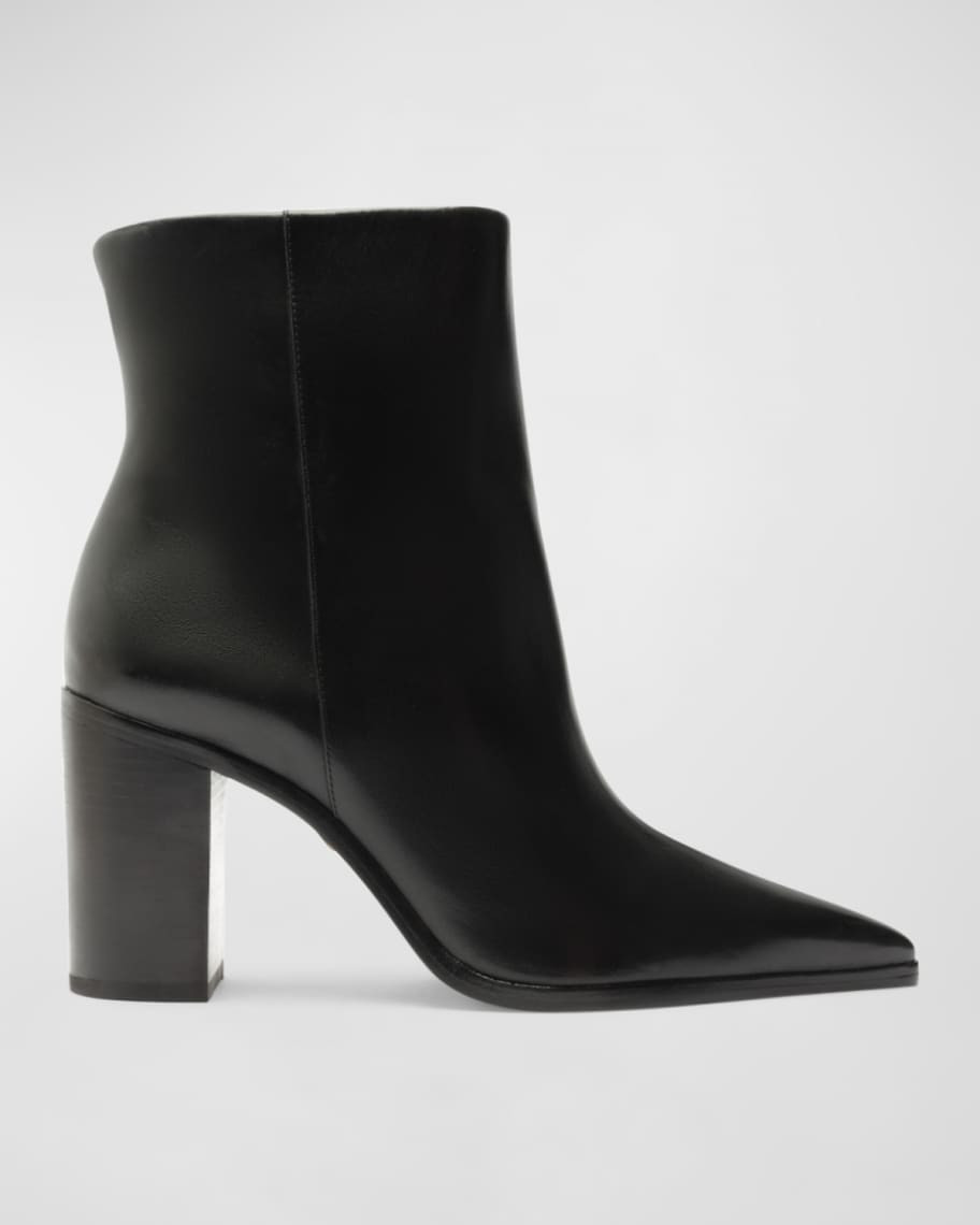 Schutz Mikki Leather Block-Heel Booties | Neiman Marcus