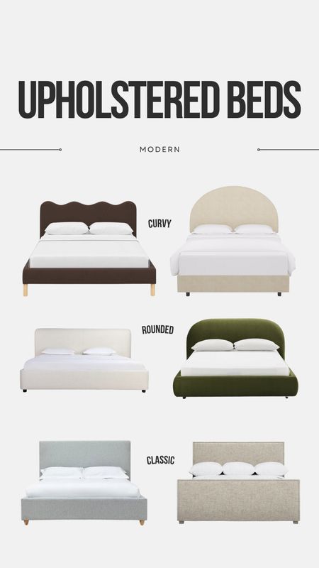 Modern Classics | Bedroom Design 

From Curvy and rounded to classic square corners, check out this Upholstered Bed Round up of modern styles for your edgy or modern bedroom styles. 

#UpholsteredBeds #BedroomInspo #BedroomStyleRoundup #ModernFurniture #CurvyToSquareBeds

#LTKhome #LTKSpringSale #LTKsalealert