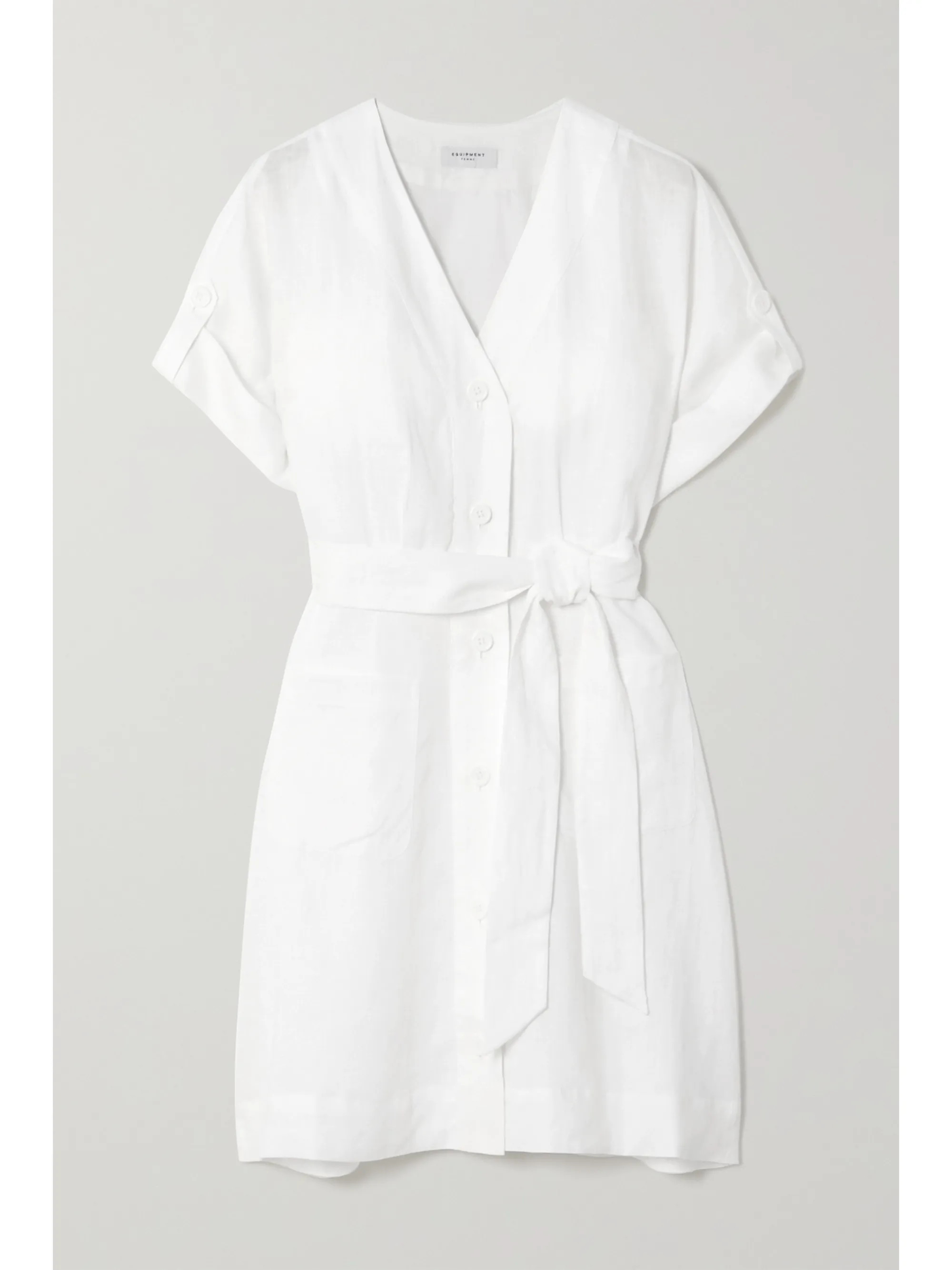 White Bernyce belted linen mini dress | EQUIPMENT | NET-A-PORTER | NET-A-PORTER (US)