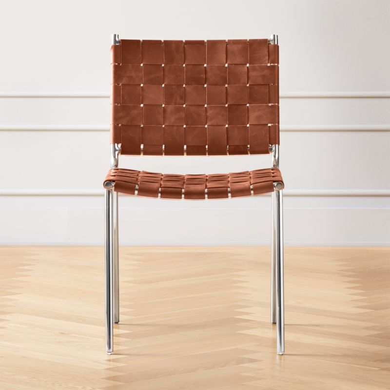 Woven Brown Leather Chair + Reviews | CB2 | CB2