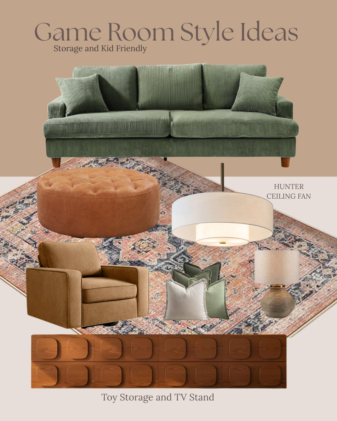 Game rooms work best when they’re comfortable and kid friendly. Soft seating, a big ottoman, and closed storage keep the space looking good while still practical for toys and movies. Easy pieces that make the room feel pulled together without losing the fun.

#LTKhome #LTKdecor #LTKfamily #gameroomideas #familyroomstyle #kidfriendlyhome #homedesign 

 #LTKHome