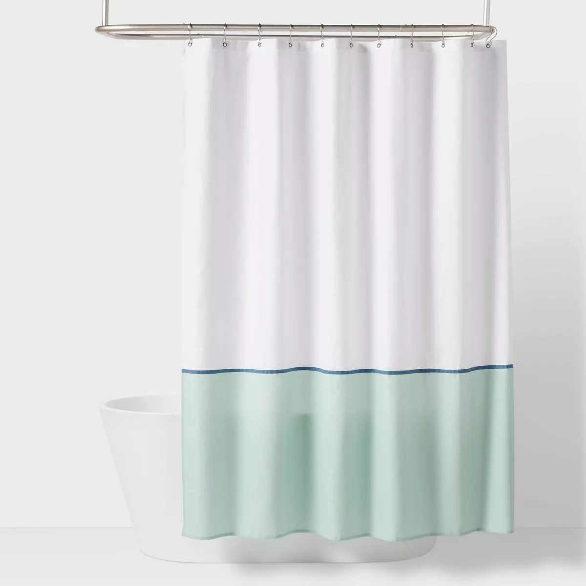 Kids' Shower Curtain White with Teal border - Pillowfort™ | Target