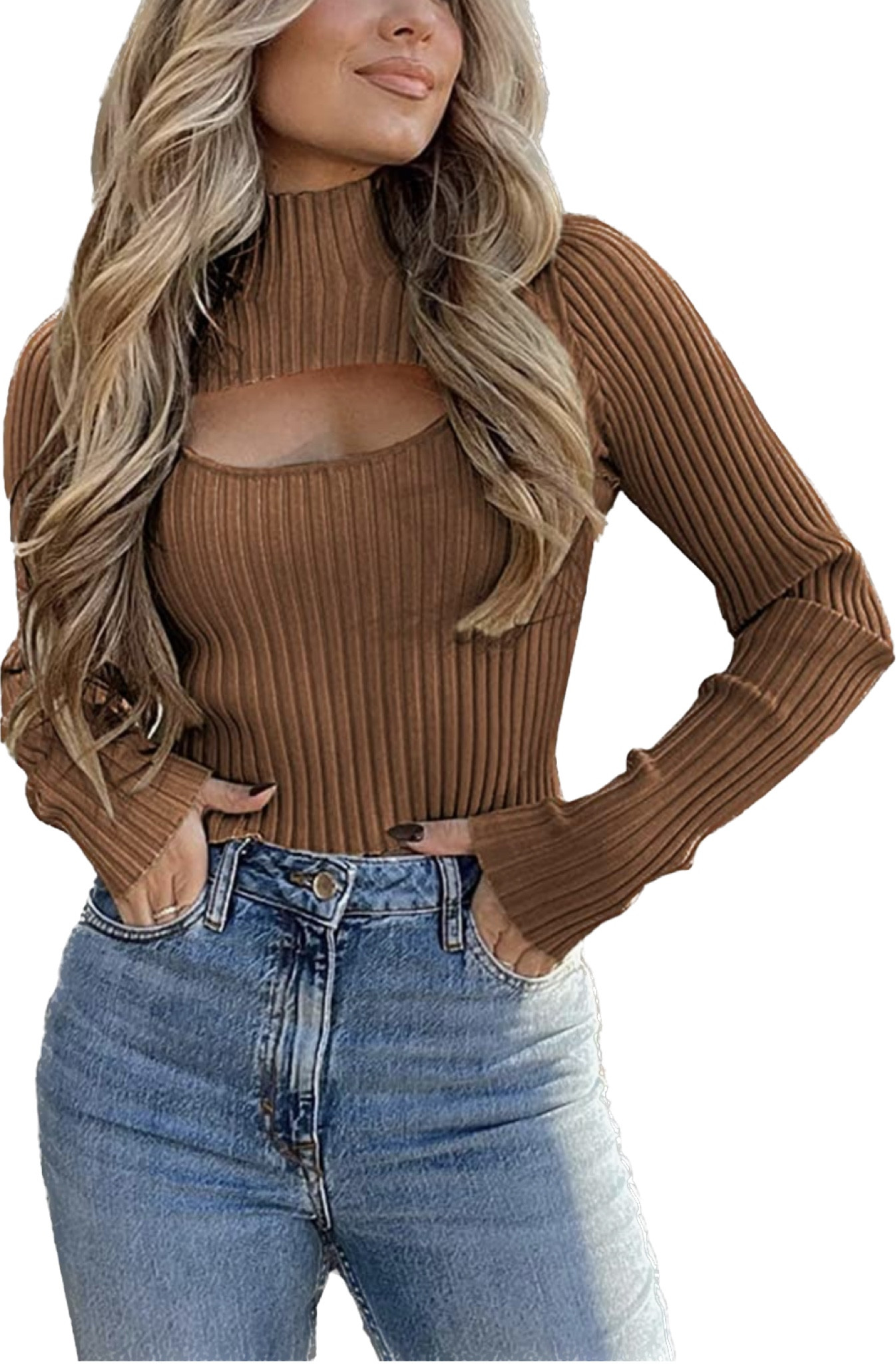 Amazon fashion // Amazon find // Amazon top sex turtleneck gen z 2 piece top sweater knit ribbed // trendy // fall fashion fall finds 