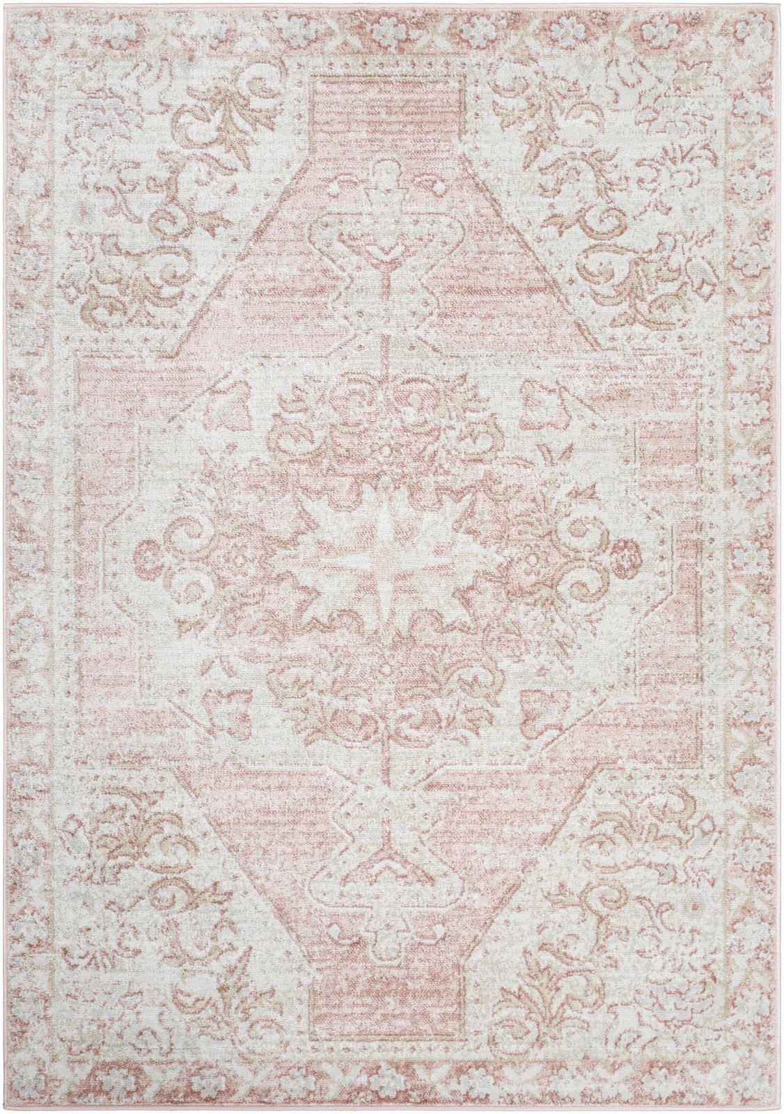 Cabell Oriental Area Rug in Pink/White | Wayfair North America