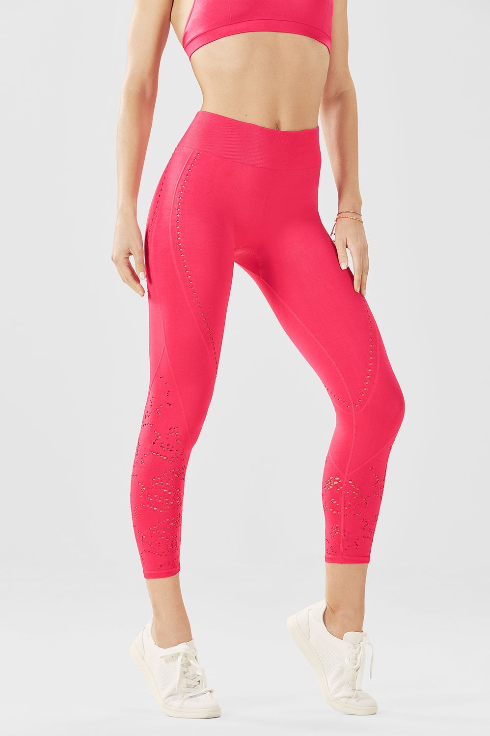 Fabletics Capri Seamless High-Waisted Solid Womens Pink Size XXS | Fabletics