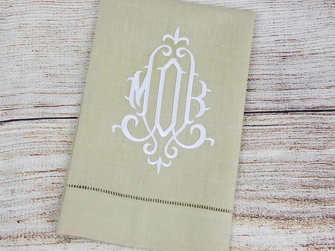 Monogrammed Linen Guest Towels Fleur De Lis Monogram - Etsy | Etsy (US)