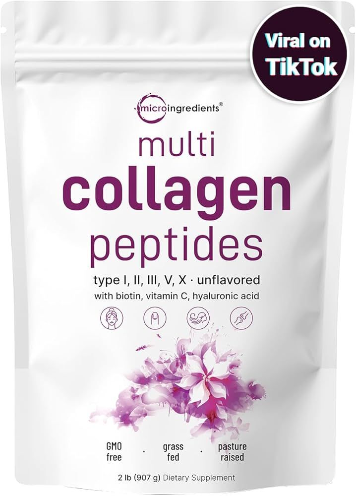Micro Ingredients Multi Collagen Protein Powder, 2 Pounds – Type I,II,III,V,X with Biotin, Hyal... | Amazon (US)