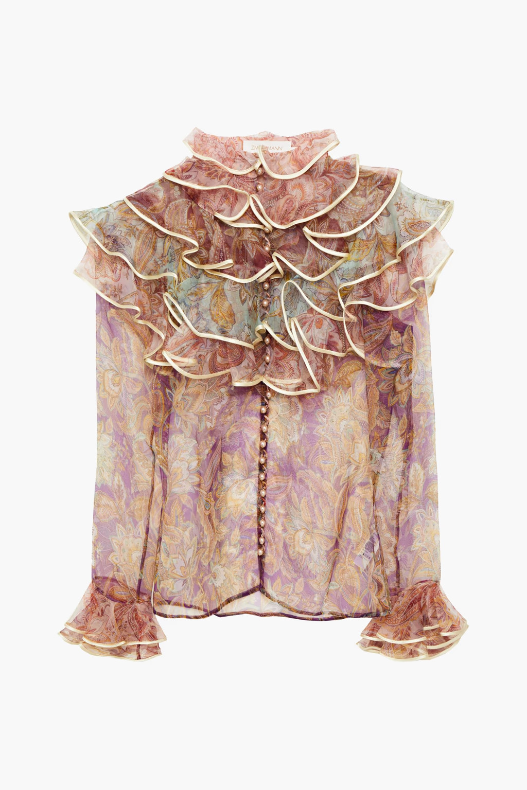 Ruffled printed silk-organza blouse | The Outnet (US and CA)