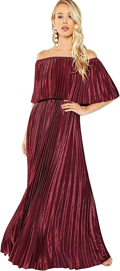 Milumia Women's Casual Off The Shoulder Layered Ruffle Nurse Maternity Long Maxi Dress | Amazon (US)