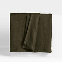 EUROPEAN FLAX -Certified Linen Viscose Burnt Green Full/Queen Bed Blanket + Reviews | Crate & Bar... | Crate & Barrel