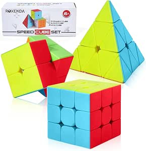 Amazon.com: ROXENDA Speed Cube Set, Magic Cube Set of 2x2x2 3x3x3 Pyramid Cube Smooth Puzzle Cube... | Amazon (US)
