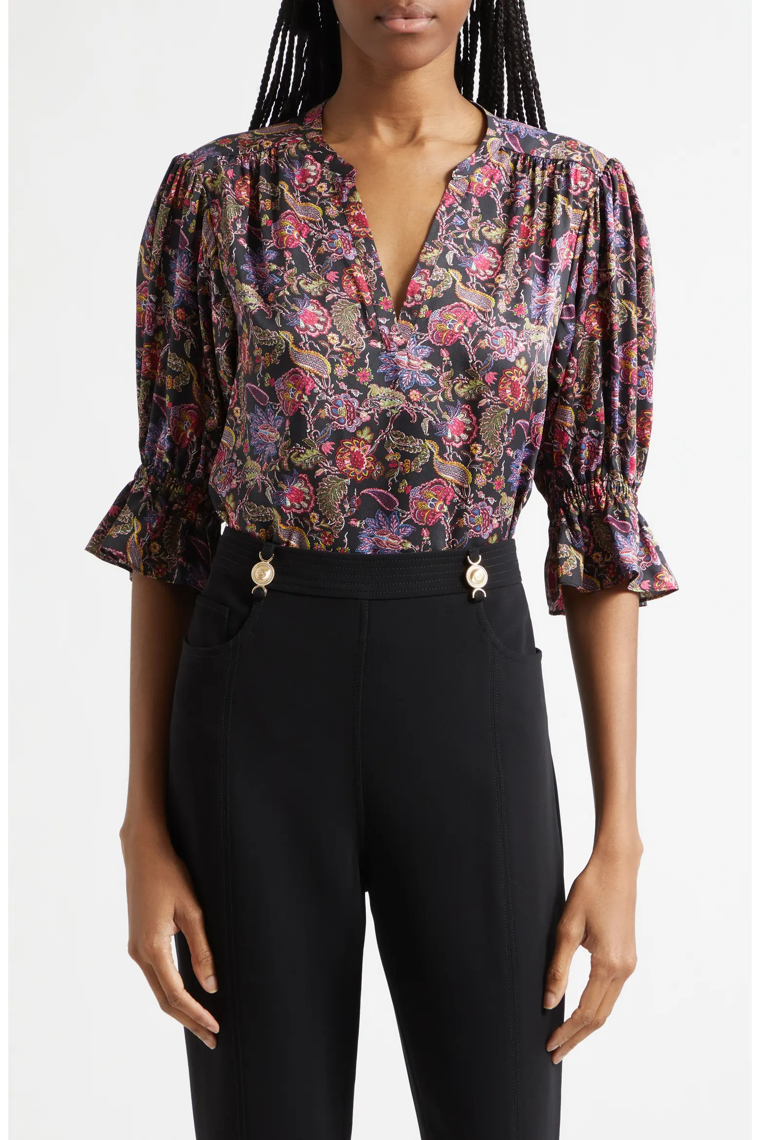 Paisley Eclipse Print Split Neck Top (Women) | Nordstrom | Nordstrom