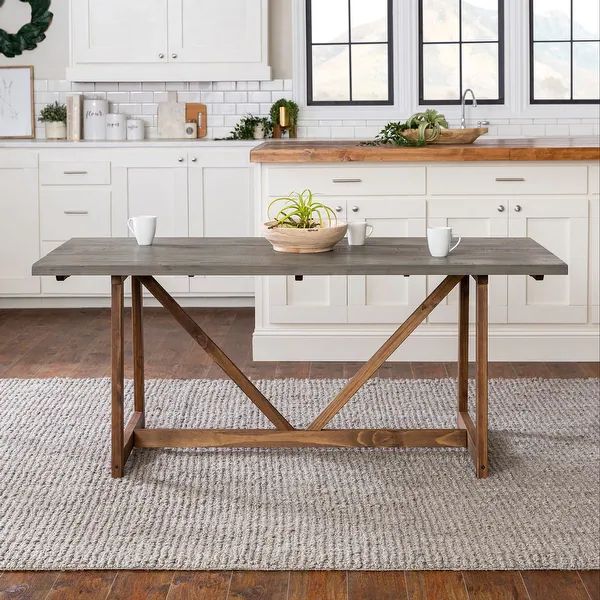 The Gray Barn 72-inch Solid Wood Trestle Dining Table - Grey / Brown | Bed Bath & Beyond
